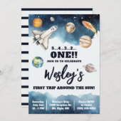 Erste Reise um die Sonne, Kinderraum Geburtstag Einladung (Vorne/Hinten)