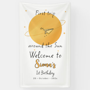 Erste Reise um die Sonne Papierflugzeug Geburtstag Banner
