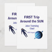 Erste Reise um die Sonne Planet Astronaut Geburtst Einladung (Vorne/Hinten)