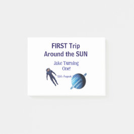 Erste Reise um die Sonne Planet Astronaut Geburtst Post-it Klebezettel