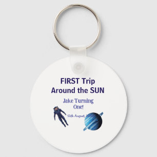 Erste Reise um die Sonne Planet Astronaut Geburtst Schlüsselanhänger