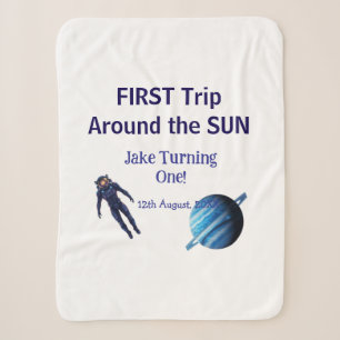 Erste Reise um die Sonne Planet Astronaut Geburtst Sherpadecke