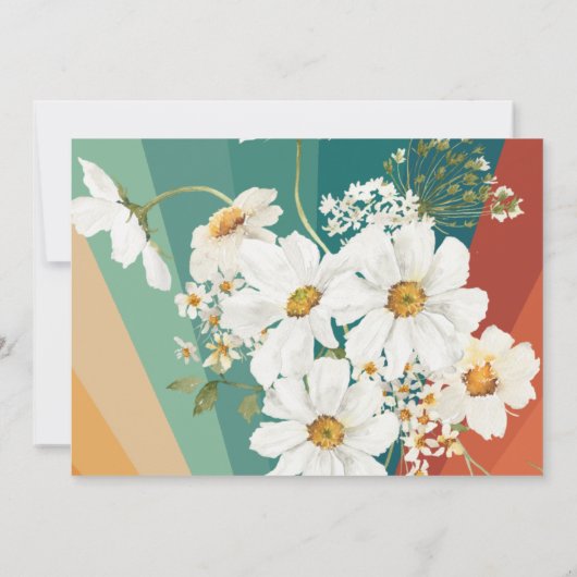 Erste Reise um die Sonne | Retro Daisy Rainbow Einladung (Rückseite)