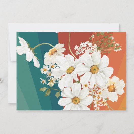 Erste Reise um die Sonne | Retro Daisy Rainbow Einladung (Rückseite)