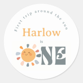 Erste Reise um die Sonne Runder Aufkleber