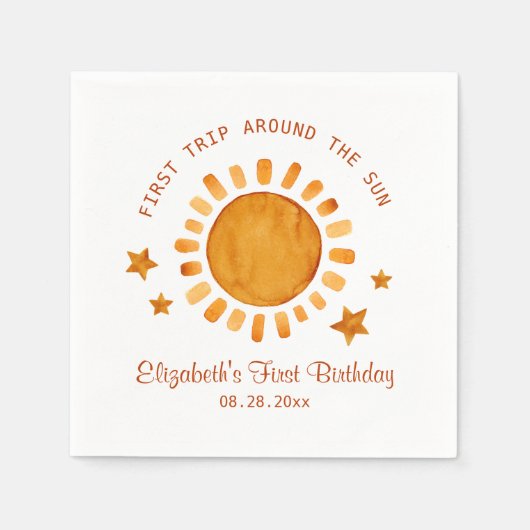 Erste Reise um die Sonne - Sonnenschein 1. Geburts Serviette (Vorderseite)