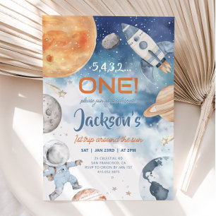 Erste Reise um die Sonne, Space 1. Geburtstag Einladung