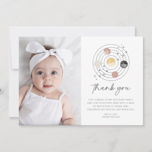 Erste Reise um die Sonne Vielen Dank Einladung (Vorderseite)