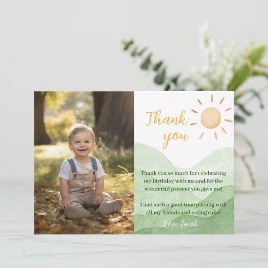 Erste Reise um die Sonne Vielen Dank Ihre Karte 1. (Stehend Vorderseite)