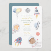 Erste Reise um die Sonne Weltraum Erster Geburtsta Einladung (Vorne/Hinten)