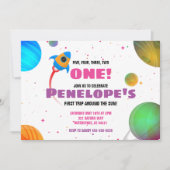 Erste Reise um die Sonne zum Geburtstag Einladung (Vorderseite)