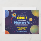 Erste Reise um die Sonne zum Geburtstag Einladung (Vorderseite)