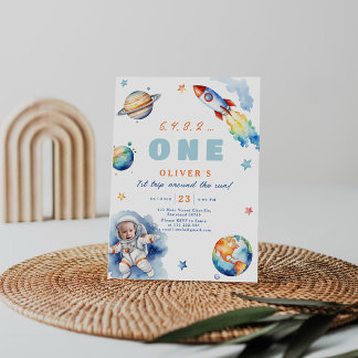 Erste Reise um die Sun Birthday Party Einladung