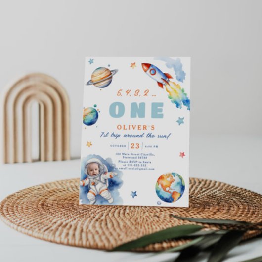 Erste Reise um die Sun Birthday Party Einladung