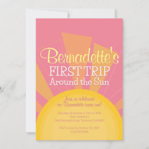 Erste Reise um die Sun Birthday Party Niedlich ros Einladung