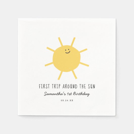 Erste Reise um die Sun Birthday Party Serviette (Vorderseite)