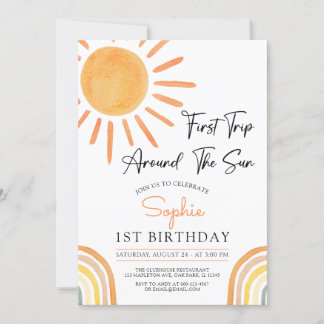 Erste Reise um die Sun Boho Rainbow zum Geburtstag Einladung