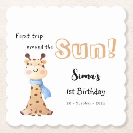 Erste Reise um die Sun Giraffe 1. Geburtstag Untersetzer