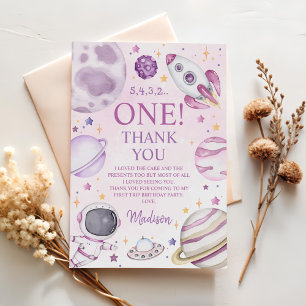 Erste Reise um die Sun Girl Space 1. Geburtstag Dankeskarte