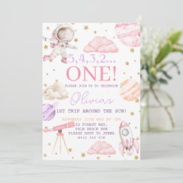 Erste Reise um die Sun Girl Space 1. Geburtstag Einladung