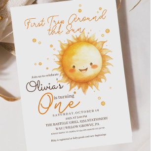 Erste Reise um die Sun Little Sun zum Geburtstag Einladung