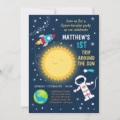 Erste Reise um die Sun Space Geburtstag Einladung (Vorderseite)