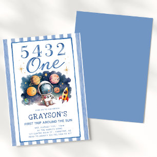 Erste Reise um einen blauen 1. Geburtstag Einladung