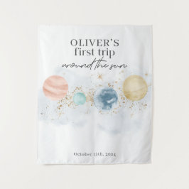 Erste Reise um Sun Space 1. Geburtstagsbanner Wandteppich