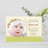 Erste Reiszeremonie Einladung Blumengarten (Stehend Vorderseite)