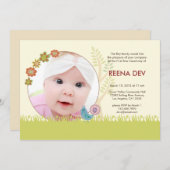 Erste Reiszeremonie Einladung Blumengarten (Vorne/Hinten)