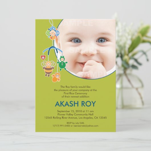 Erste Reiszeremonie Mobile Einladung (Stehend Vorderseite)