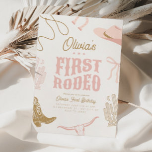Erste Rodeo 1. Geburtstag Einladung Cowgirl Retro