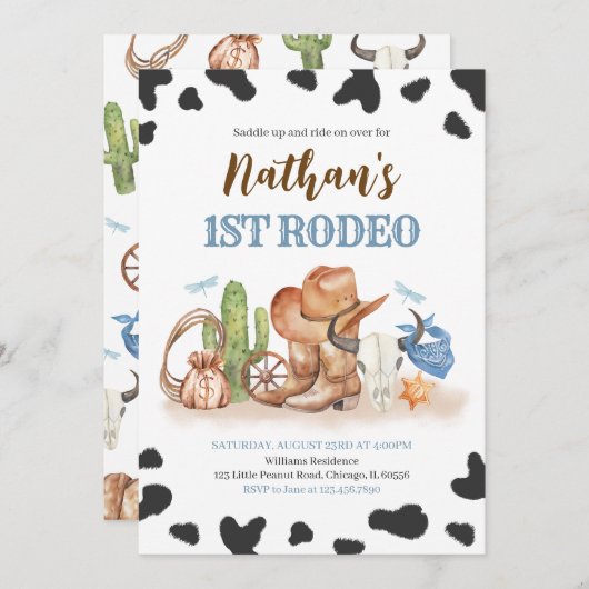 Erste Rodeo Birthday Einladung (Vorne/Hinten)