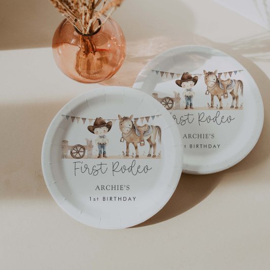Erste Rodeo Boy Birthday Party Pappteller