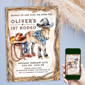 Erste RODEO | Boy Cowboy 1. Geburtstag Einladung