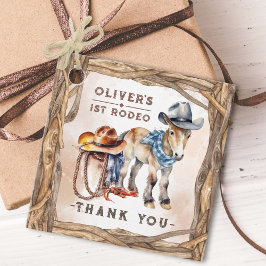 Erste RODEO | Boy Cowboy 1. Geburtstag Party Geschenkanhänger