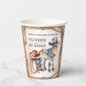 Erste RODEO | Boy Cowboy 1. Geburtstag Party Pappbecher (Rückseite)