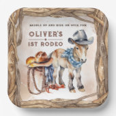 Erste RODEO | Boy Cowboy 1st Birthday Paper Plate Pappteller (Vorderseite)
