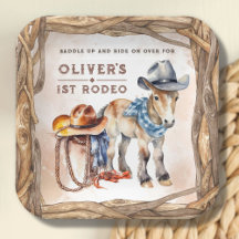 Erste RODEO | Boy Cowboy 1st Birthday Paper Plate