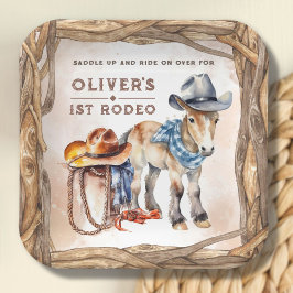Erste RODEO | Boy Cowboy 1st Birthday Paper Plate Pappteller
