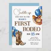 Erste Rodeo Cowboy 1. Geburtstag Einladung (Vorne/Hinten)