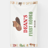 Erste Rodeo Cowboy 1. Geburtstagsparty Banner (Vertikal)