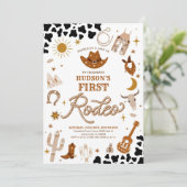 Erste Rodeo-Cowboy-Geburtstagseinladung Einladung (Stehend Vorderseite)