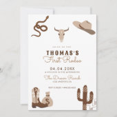 Erste Rodeo Cowboy Geburtstagsparty Einladung (Vorderseite)