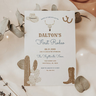 Erste Rodeo Cowboy Geburtstagsparty Einladung