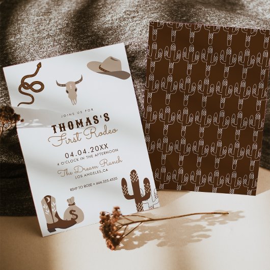 Erste Rodeo Cowboy Geburtstagsparty Einladung