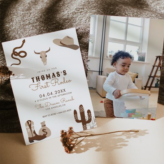 Erste Rodeo Cowboy Geburtstagsparty Einladung