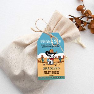 Erste Rodeo Cowboy-Geburtstagsparty Geschenkanhänger