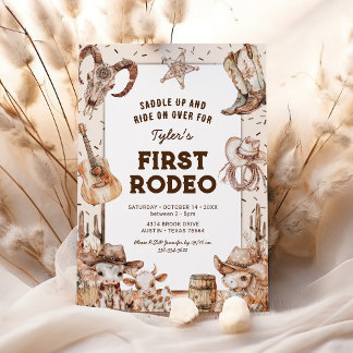 Erste Rodeo Cowboy Kinder 1. Geburtstag Einladunge Einladung
