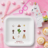 Erste Rodeo Cowboy Kindergeburtstag Einladung Pappteller (Party)